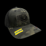 803 America Flexfit Black Camo Fitted Mesh Veteran Trucker Hat