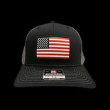 Richardson Black Steel Old Glory PVC Performance Patch 803 Trucker Hat