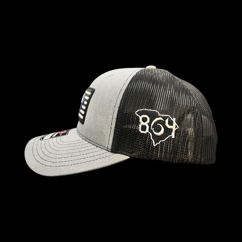 864 Upstate Richardson Heather Navy Performance PVC Trucker Hat