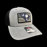 864 Upstate Richardson Heather Navy Performance PVC Trucker Hat