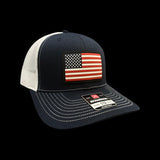 Richardson Navy White Old Glory PVC Performance Patch Fitted Trucker Hat