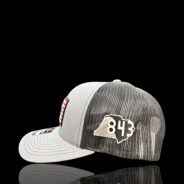 843 Lowcountry Richardson Heather RWB Performance PVC Trucker Hat