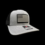 Richardson Heather Grey Black Vintage Old Glory PVC Performance Patch Trucker Hat