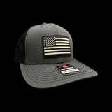 Richardson Charcoal Black Vintage Black and White Old Glory PVC Performance Patch Trucker Hat