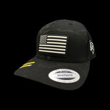 Yupoong Black Camo Vintage Black and White Old Glory PVC Patch Trucker Hat