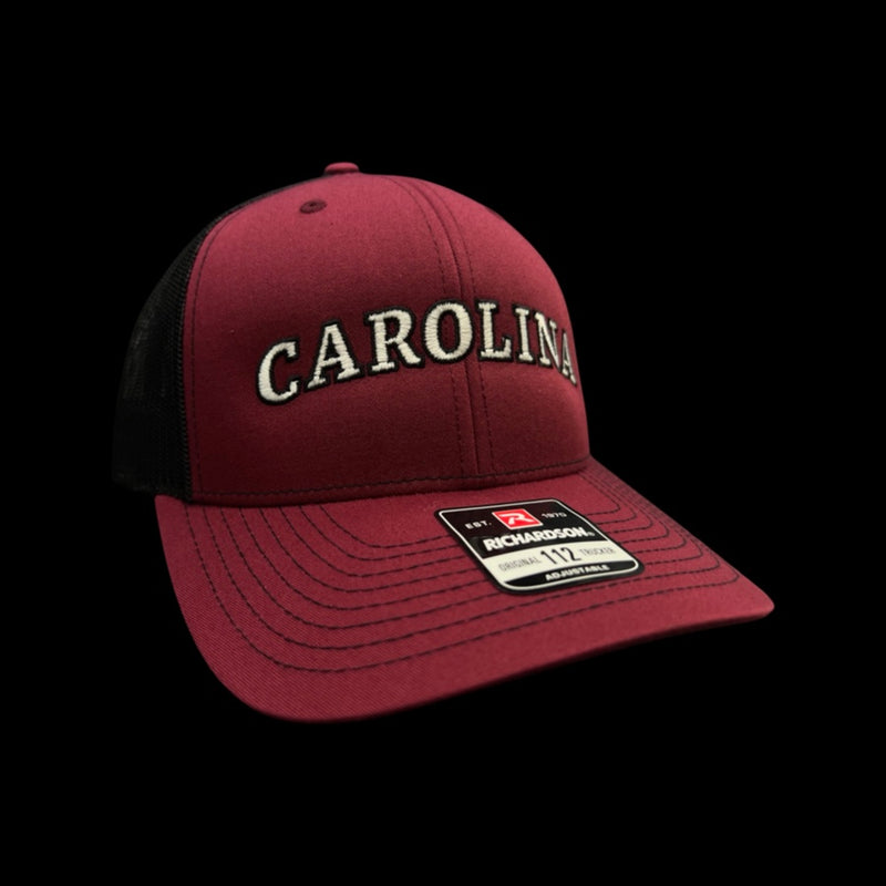 803 Richardson Carolina Garnet Black Trucker hat