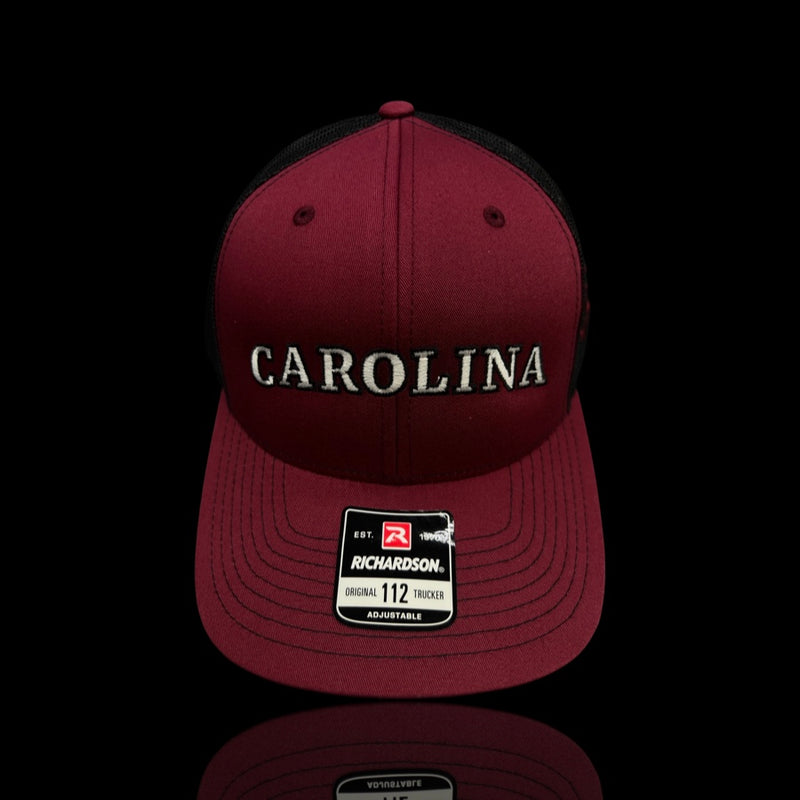 803 Richardson Carolina Garnet Black Trucker hat