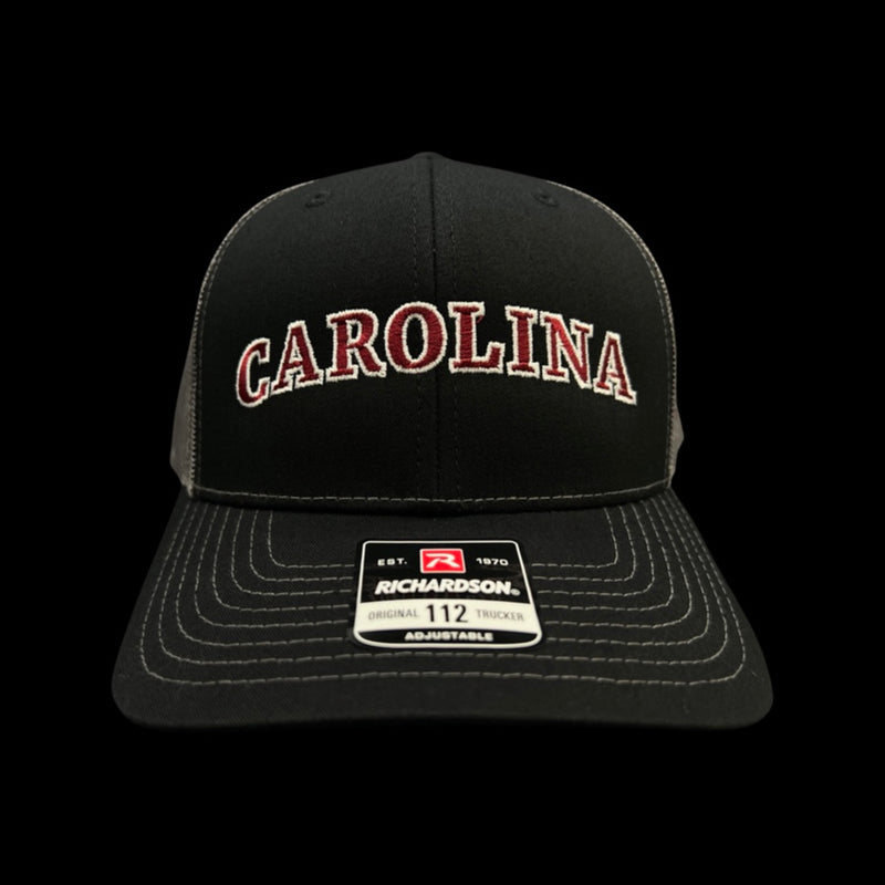 803 Richardson 112 Snapback Carolina Black Steel Trucker Hat