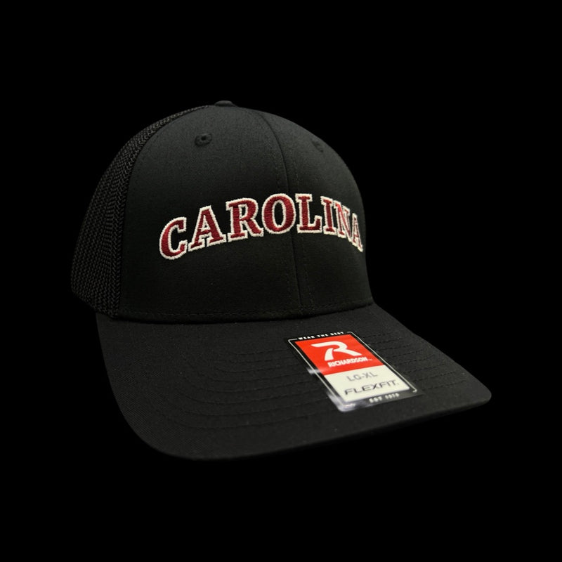 803 Richardson 110 Fitted Carolina Black Widow Flexfit Trucker Hat