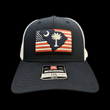 803 Richardson Navy 115 RWB Performance PVC Patch Low Profile Trucker Hat