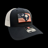 803 Richardson Navy 115 RWB Performance PVC Patch Low Profile Trucker Hat