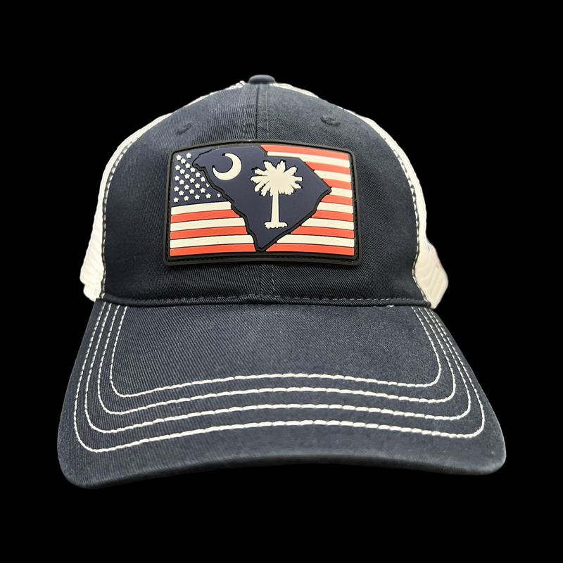 803 Richardson RWB Performance PVC Patch Navy White Relaxed Trucker Hat