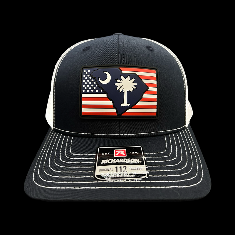 864 Richardson Performance PVC Patch Navy White Trucker Hat