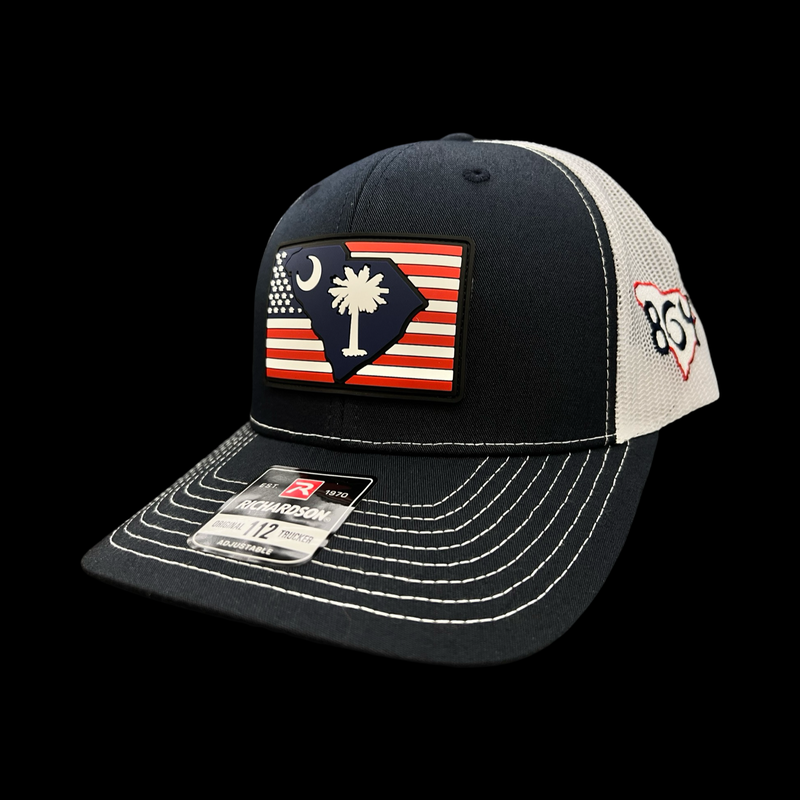 864 Richardson Performance PVC Patch Navy White Trucker Hat