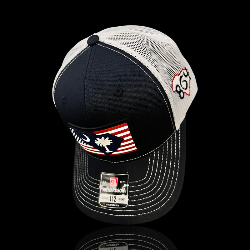 864 Richardson Performance PVC Patch Navy White Trucker Hat