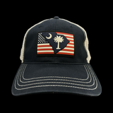 864 Richardson Performance PVC Patch Navy White Relaxed Trucker Hat