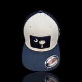 Flexfit Navy White Navy Performance PVC Patch Fitted Trucker Hat