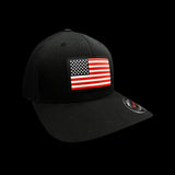 Flexfit Black Old Glory Performance PVC Patch Fitted Trucker Hat