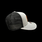 803 Richardson Heather Grey Black Genuine Leather Patch Trucker