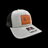 803 Richardson Heather Grey Black Genuine Leather Patch Trucker