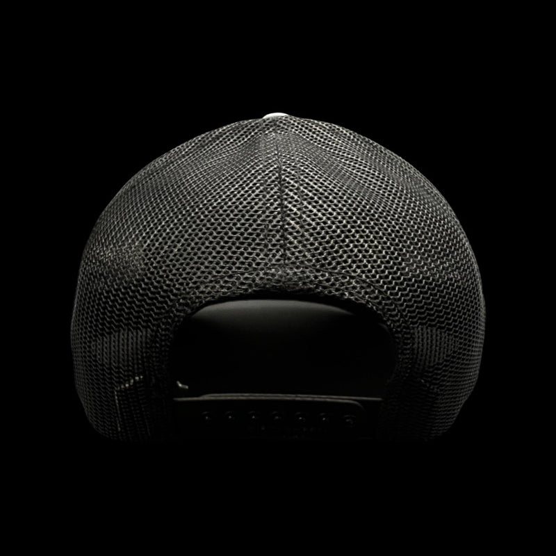 803 Richardson Charcoal Black Genuine Leather Patch Trucker