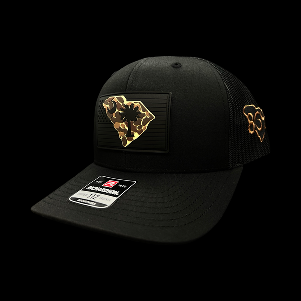 864 Richardson Blackout Duck Camo Performance Patch Trucker Hat