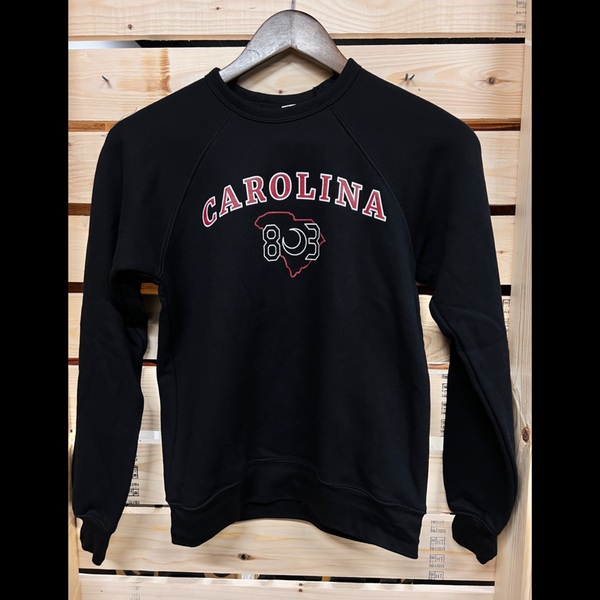 Youth Carolina 803 Black Sponge Crew Neck Sweatshirt