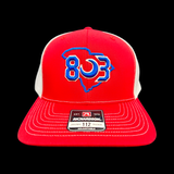 PRE_SALE: 803 JDA Raiders Red White Special Edition Structured Trucker Hat