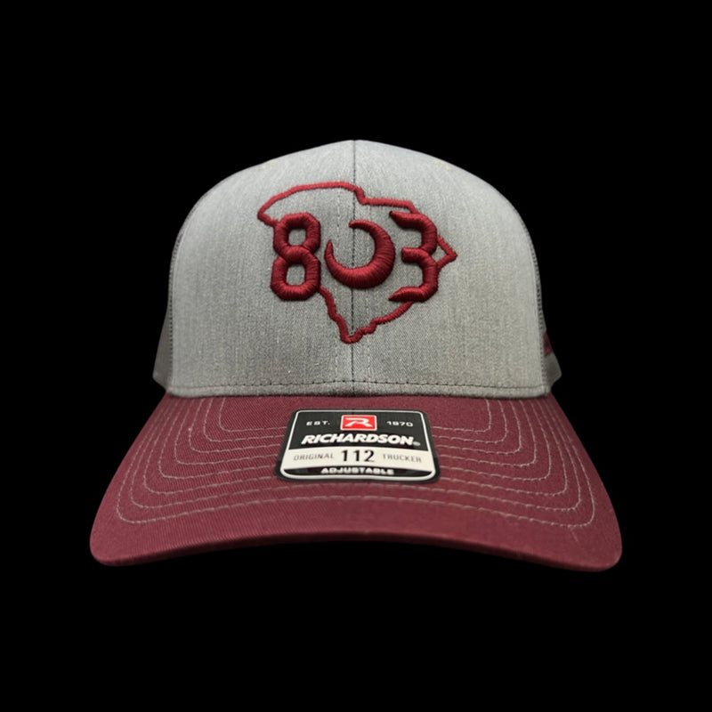 Richardson Carolina Garnet Grey Steel Trucker hat