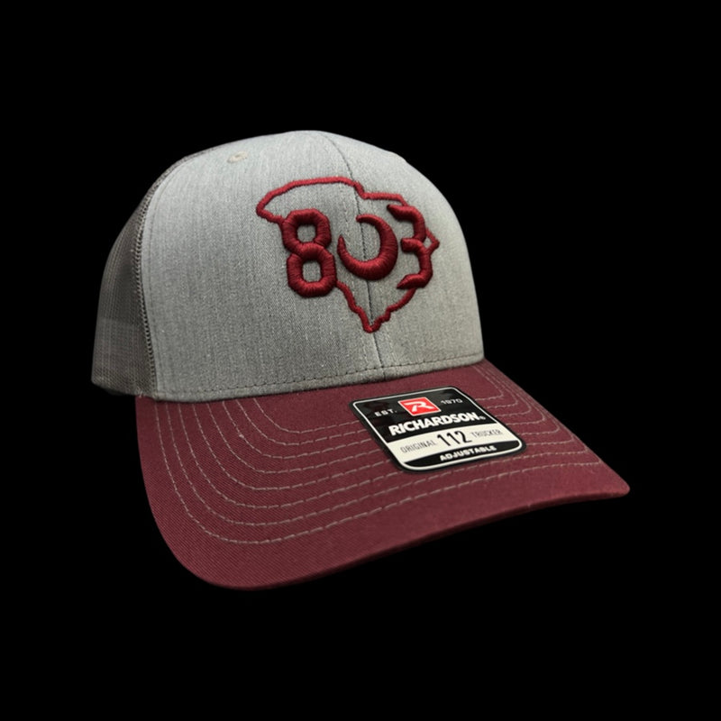 Richardson Carolina Garnet Grey Steel Trucker hat