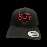 803 Yupoong Carolina Black Widow Garnet Trucker Hat