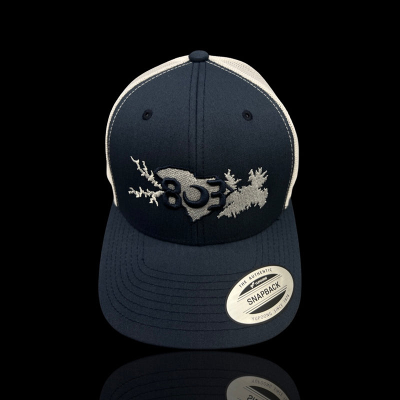 803 Yupoong Lake Murray Life Navy White Trucker Hat