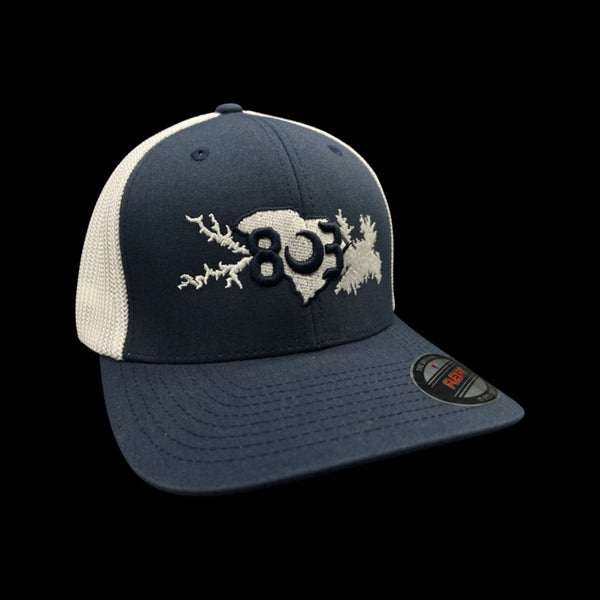 803 Flexfit Lake Murray Life Fitted Navy White Trucker