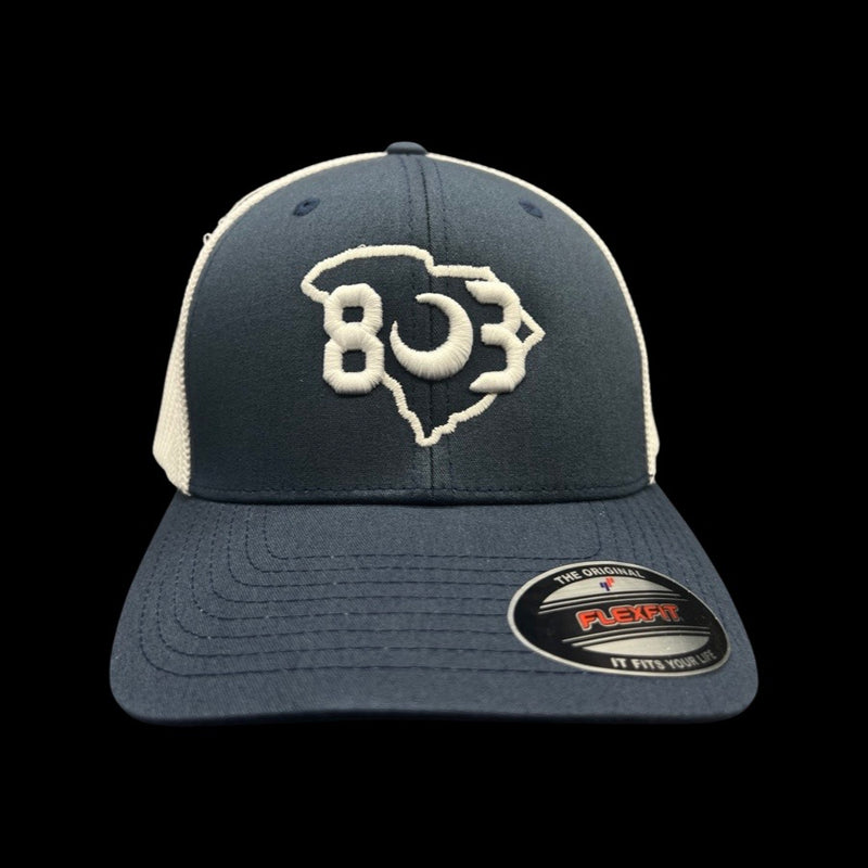 803 Flexfit Fitted Navy White Trucker Hat