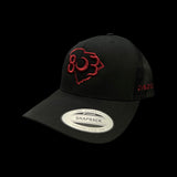 803 Yupoong Carolina Black Widow Garnet Trucker Hat