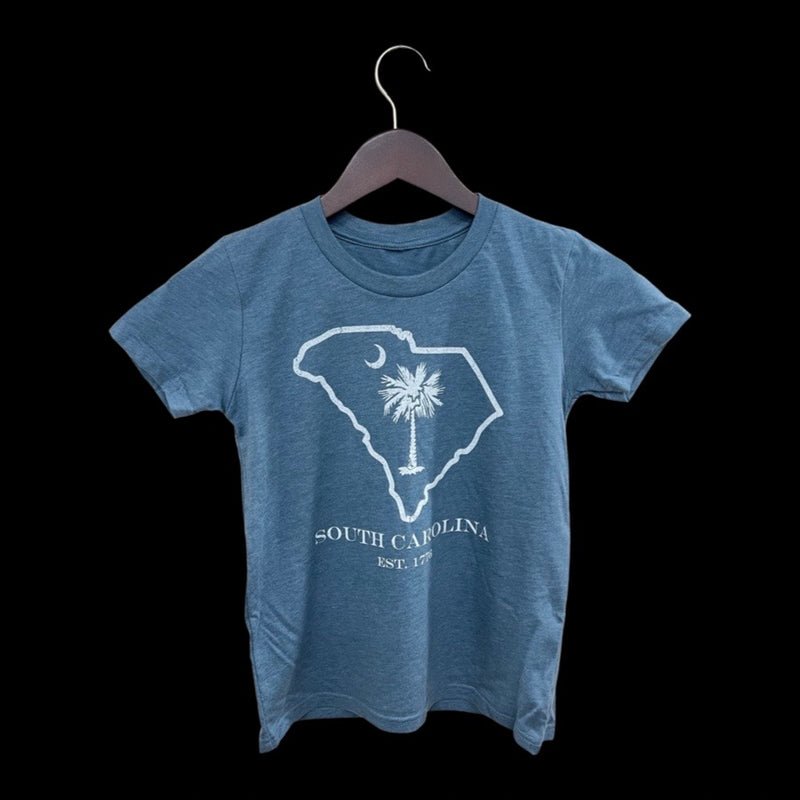 Youth 1776 Premium State Tee Heather Slate Blue