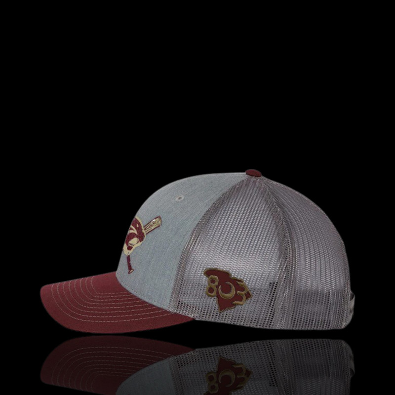 Pelion Panthers Baseball Softball Special Edition 803 Maroon Heather Steel Trucker Hat