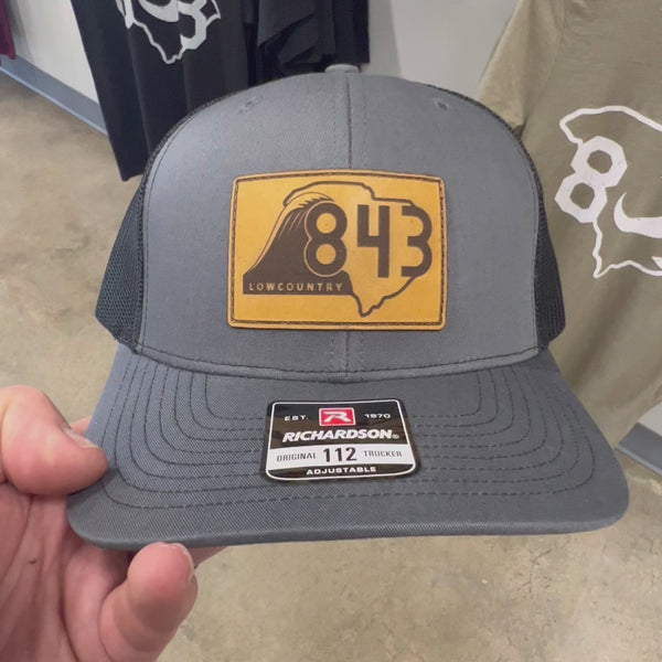 843 Lowcountry Genuine Leather Patch Charcoal Black Hat