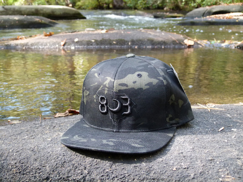 803 Yupoong Black Camo Flatbill Snapback