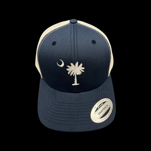 Yupoong 1776 SC Palmetto Moon Navy Silver Trucker Hat