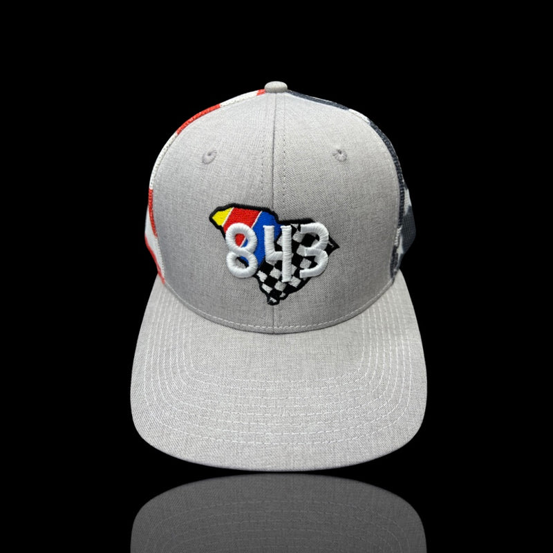 843 Racing DNA Stars & Stripes Heather Grey Trucker