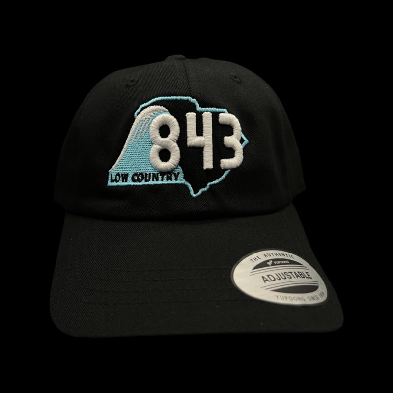 843 Lowcountry Yupoong Black-White Adjustable Cleanup Hat