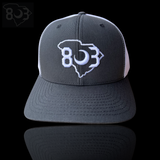 803 Yupoong Charcoal-White Trucker