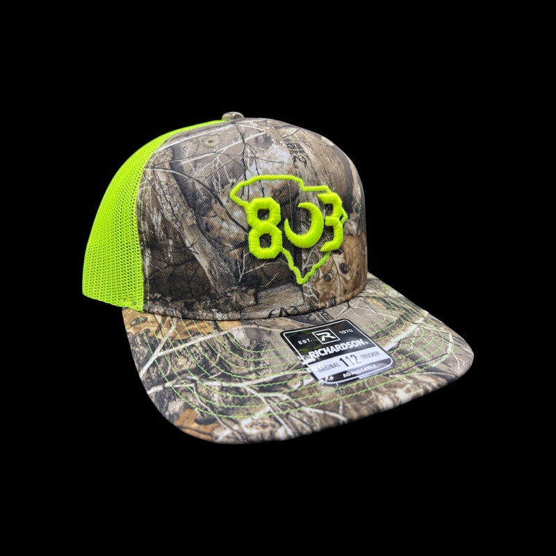 803 Richardson Realtree Neon Yellow Trucker