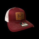 803 Richardson Garnet White Leather Patch Trucker