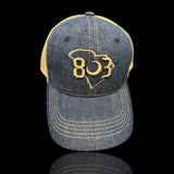 803 Vintage Black Denim Low Profile Trucker