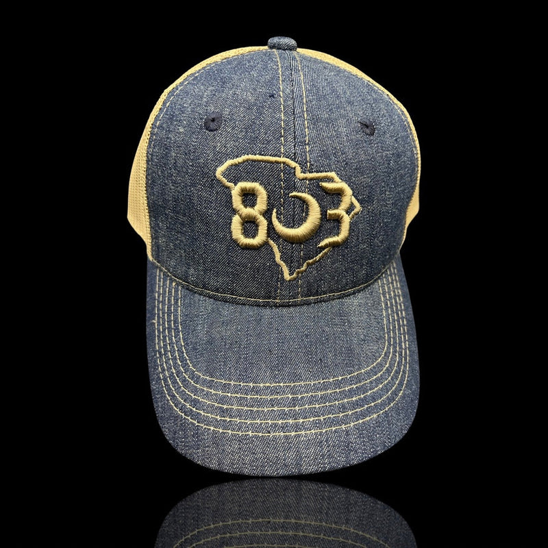 803 Vintage Black Denim Low Profile Trucker