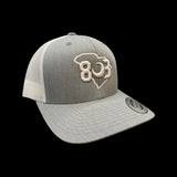 803 Yupoong Heather Grey/White Trucker