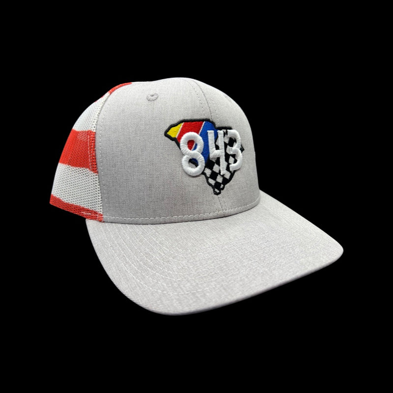 843 Racing DNA Stars & Stripes Heather Grey Trucker