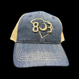 803 Vintage Black Denim Low Profile Trucker